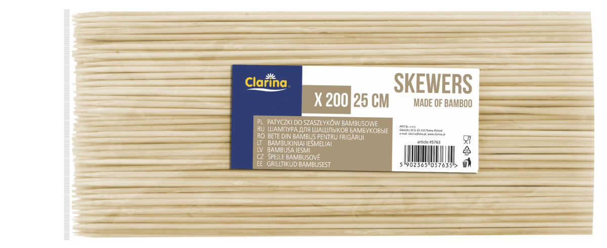 Patyczki Bambusowe do szaszłyków 25 cm Clarina 200szt.