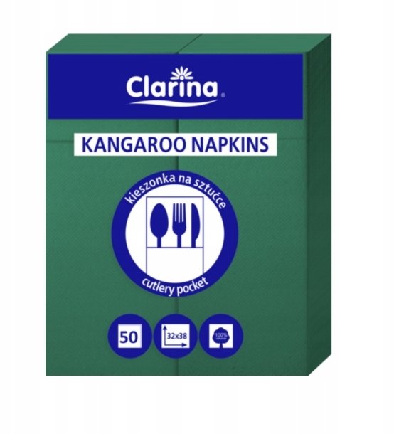 Serwetki "Kangurek" Clarina  2w, zielone ciemne, 32x38 , 50szt.