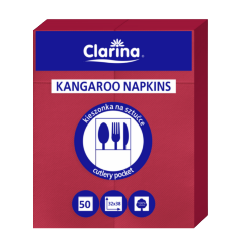 Serwetki "Kangurek" Clarina 2w, bordo, 32x38 , 50szt.