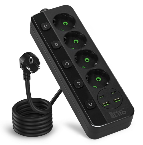 Przedłużacz Listwa Zasilająca Sieciowa 4 Gniazda 230V 3M 4x USB Czarny