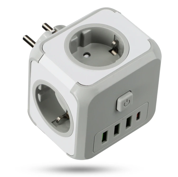 Kostka do gniazdka rozgałęźnik trójnik 3x230V 3xUSB 1xUSBC