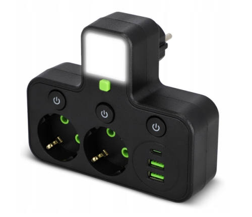 Przedłużacz Rozdzielacz Listwa Zasilająca 230V 3xUSB + Lampka