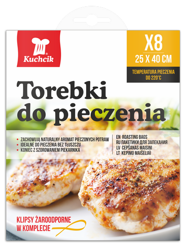 Torebki do Pieczenia Kuchcik 25x40cm - 8 szt. z klipsami