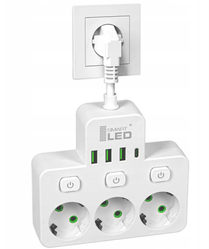 Rozdzielacz  Rozgałęźnik 3 Gniazda + USB 1.png