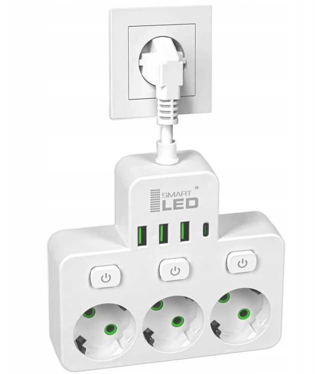 Rozdzielacz  Rozgałęźnik 3 Gniazda + USB 1.png