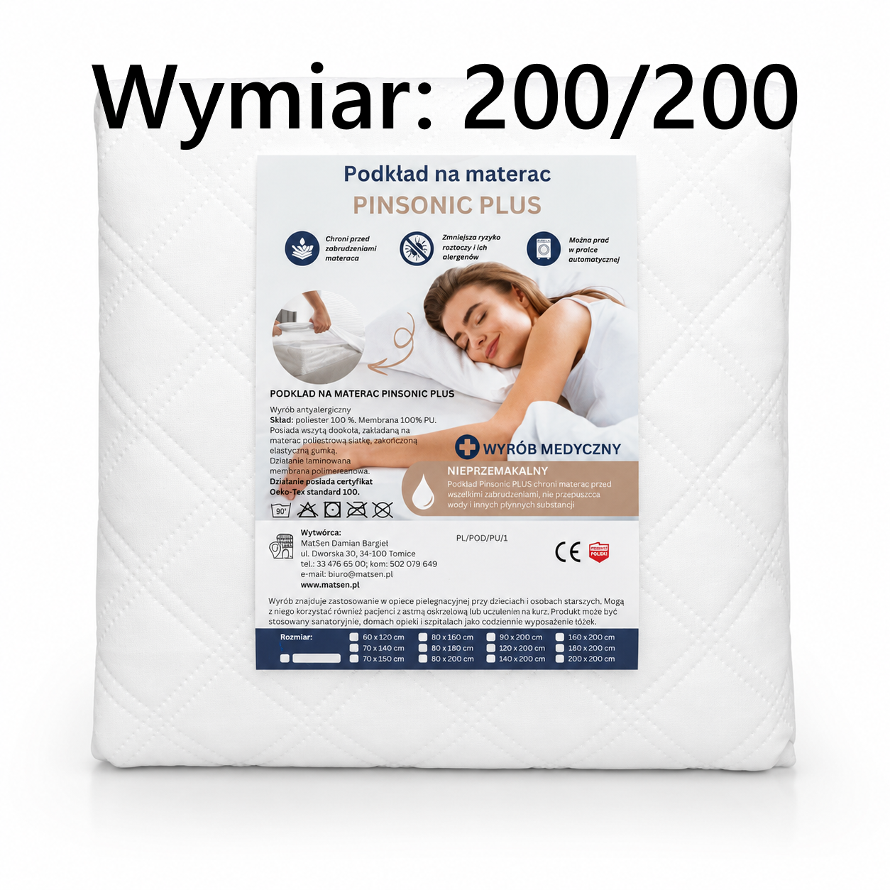 Podkład na materac PINSONIC PLUS 200/200 Matsen