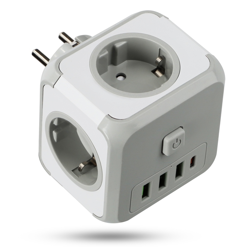 Kostka do gniazdka rozgałęźnik trójnik 3x230V 3xUSB 1xUSBC