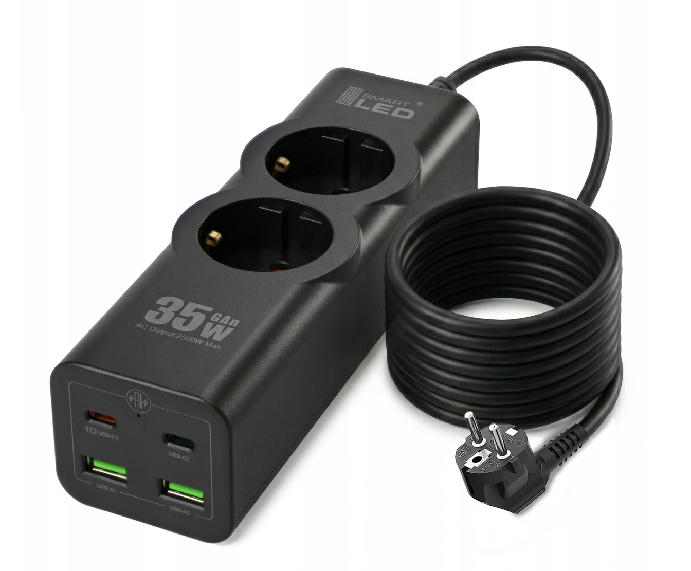 Przedłużacz Listwa Zasilająca 3M 2x230V Ładowarka 35W GAN 4xUSB