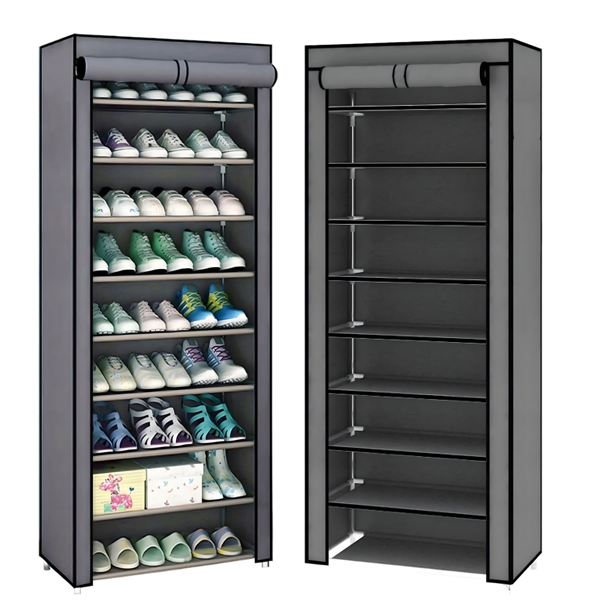 Składana Szafka Tekstylna na Buty Półka Materiałowa Regał Duża 160x60x30cm